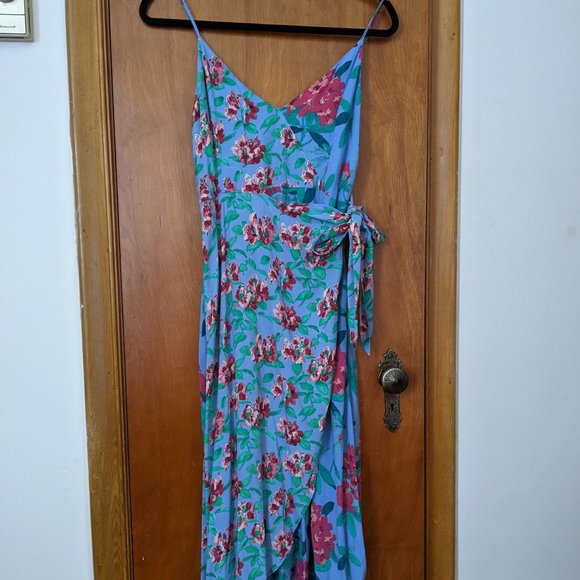 Zara Blue and Pink Floral Print Midi Dress - Picture 6 of 11